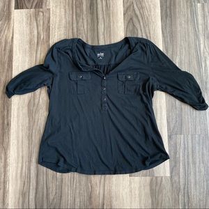 New York & co Black Henley blouse